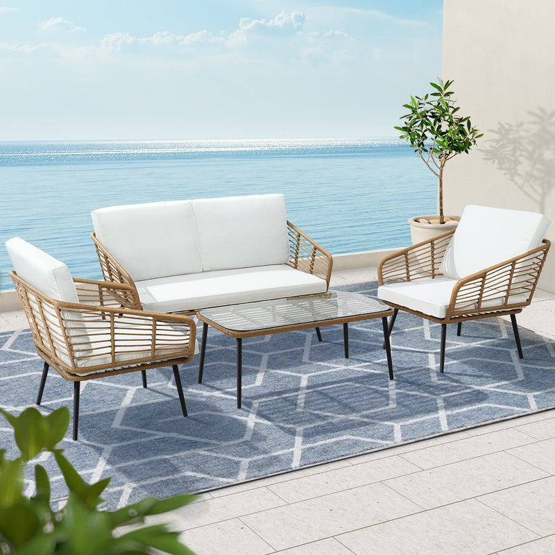 4 Seater Rattan Outdoor Lounge Set - Furniture > Outdoor - Rivercity House & Home Co. (ABN 18 642 972 209) - Affordable Modern Furniture Australia