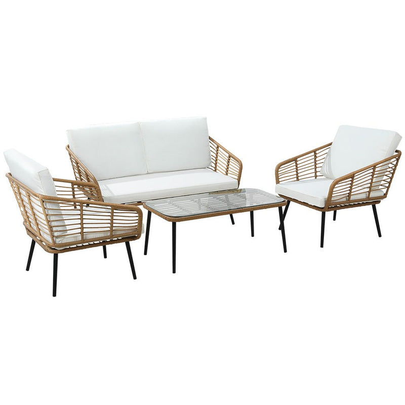 4 Seater Rattan Outdoor Lounge Set - Furniture > Outdoor - Rivercity House & Home Co. (ABN 18 642 972 209) - Affordable Modern Furniture Australia