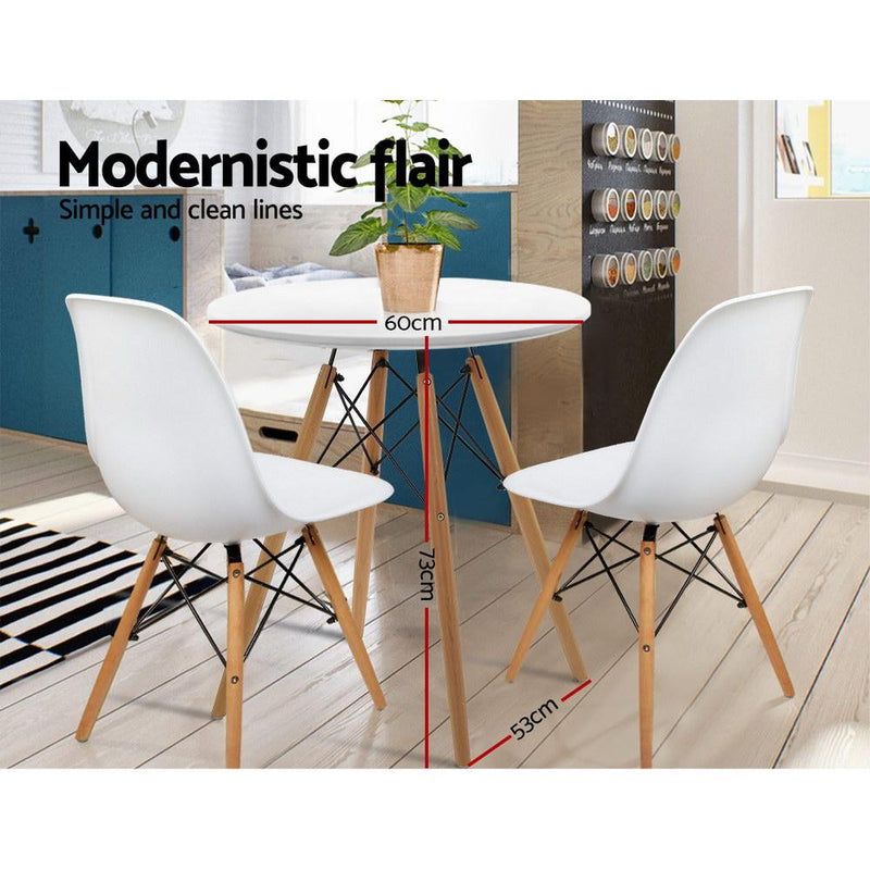 4 Seater Round Dining Table 60cm - White Table with Beechwood Legs - Furniture - Rivercity House & Home Co. (ABN 18 642 972 209) - Affordable Modern Furniture Australia