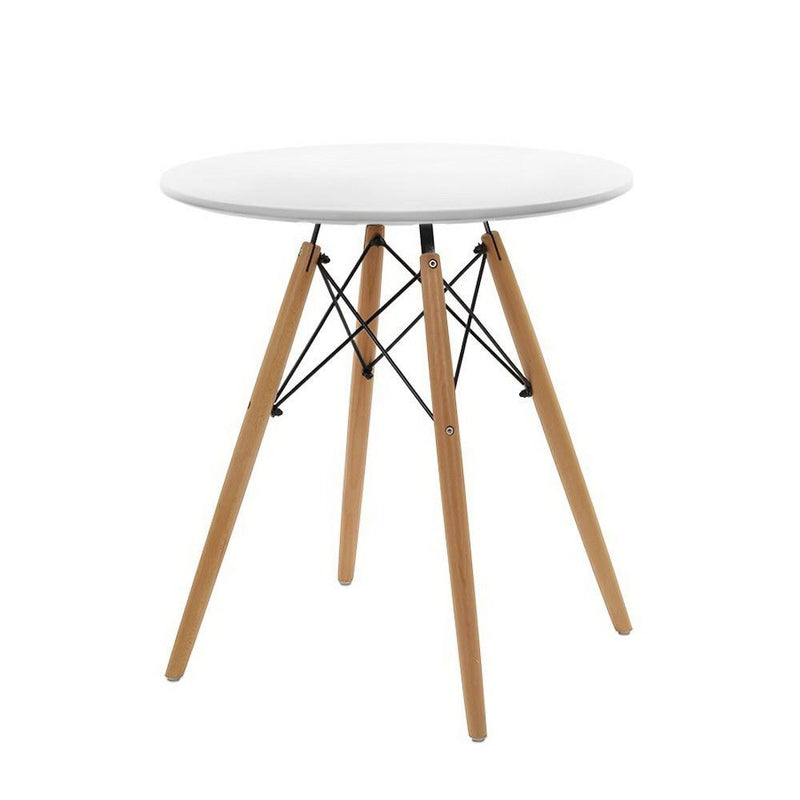 4 Seater Round Dining Table 60cm - White Table with Beechwood Legs - Furniture - Rivercity House & Home Co. (ABN 18 642 972 209) - Affordable Modern Furniture Australia