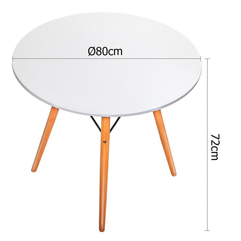 4 Seater Round Dining Table 80cm - White Table with Beechwood Legs - Furniture - Rivercity House & Home Co. (ABN 18 642 972 209) - Affordable Modern Furniture Australia