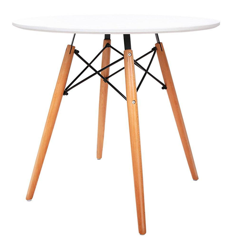 4 Seater Round Dining Table 80cm - White Table with Beechwood Legs - Furniture - Rivercity House & Home Co. (ABN 18 642 972 209) - Affordable Modern Furniture Australia