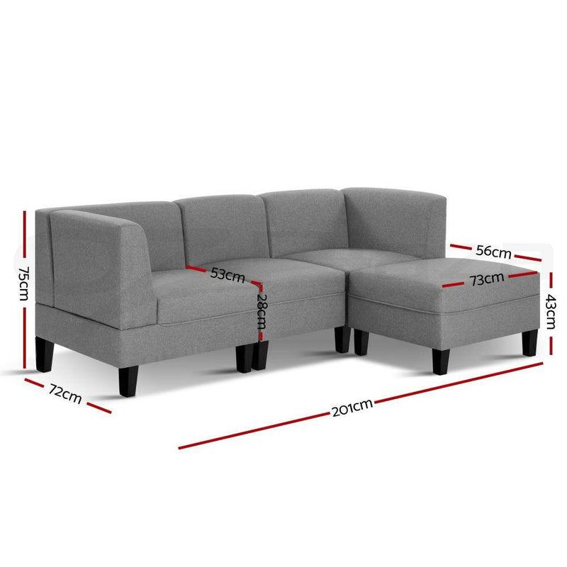 4 Seater Sofa Set Bed Modular Lounge Chair Chaise Suite Fabric - Furniture > Sofas - Rivercity House And Home Co.