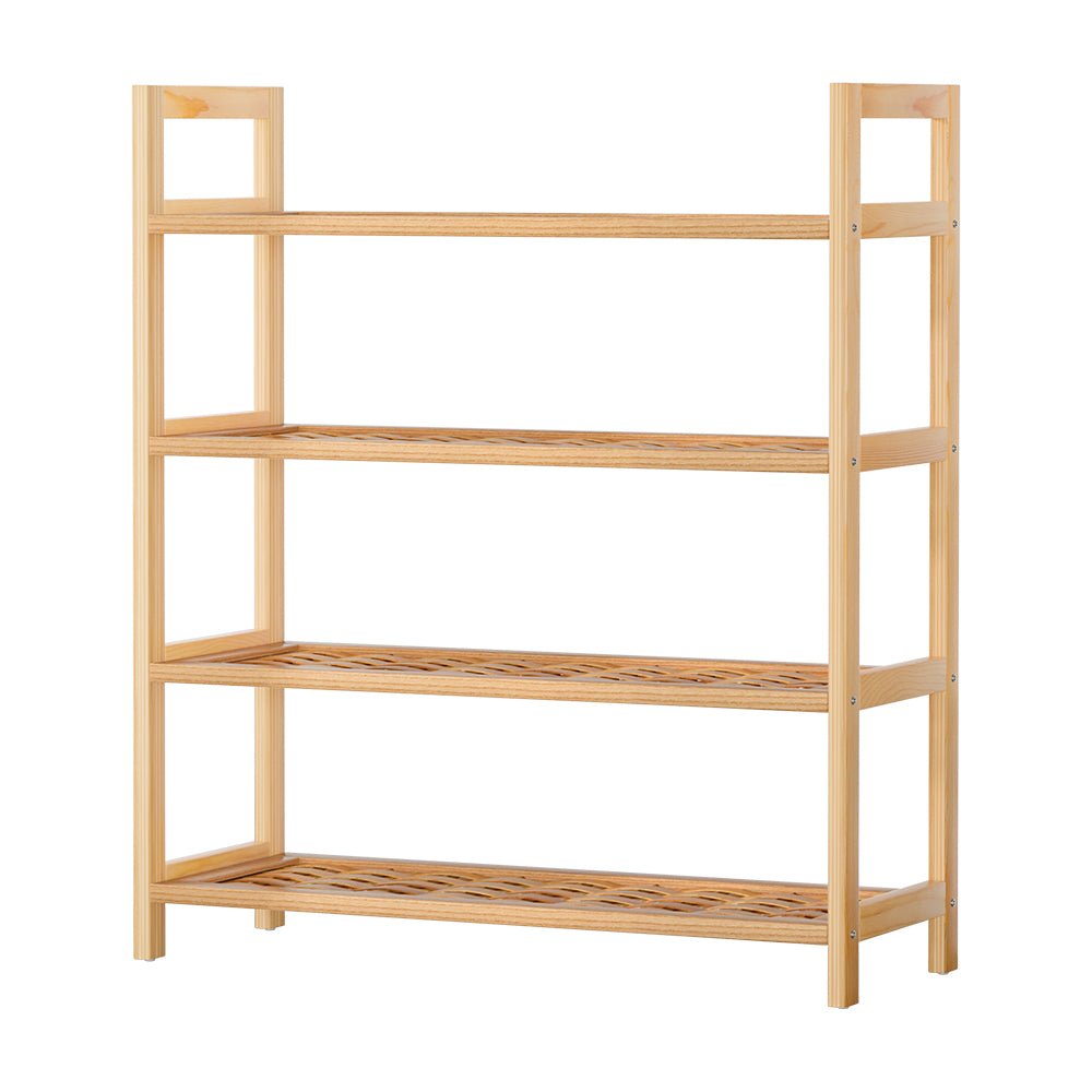 Artiss Shoe Rack Stackable 4 Tiers 80cm Shoes Shelves Storage Stand Black