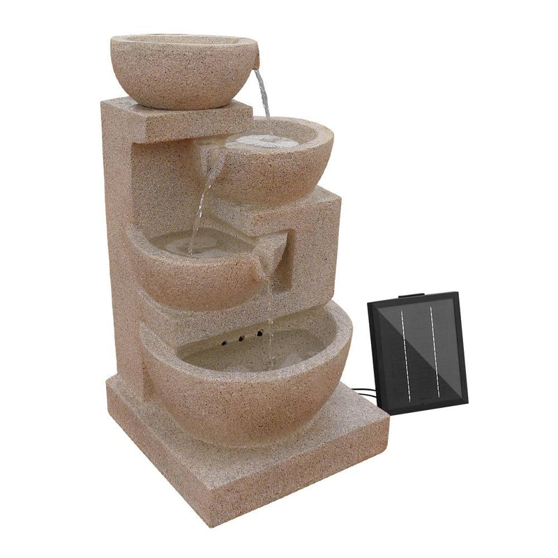 4 Tier Solar Powered Water Fountain with Light - Sand Beige - Home & Garden > Fountains - Rivercity House And Home Co.
