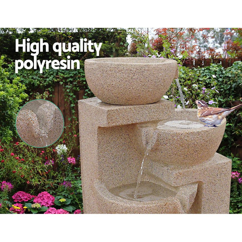 4 Tier Solar Powered Water Fountain with Light - Sand Beige - Rivercity House & Home Co. (ABN 18 642 972 209) - Affordable Modern Furniture Australia