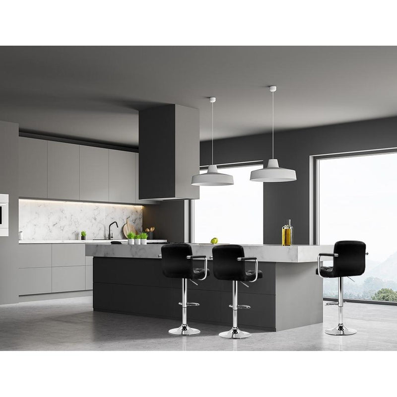 4 x Black PU Leather Bar Stools - Rivercity House & Home Co. (ABN 18 642 972 209) - Affordable Modern Furniture Australia