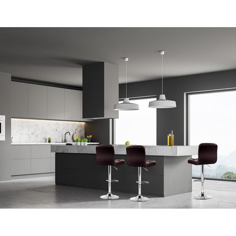 4 x Noel PU Leather Bar Stools Brown - Rivercity House & Home Co. (ABN 18 642 972 209) - Affordable Modern Furniture Australia