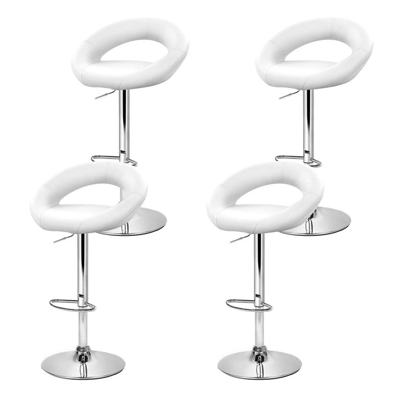 4 x Rio PU Leather Bar Stools White - Furniture - Rivercity House & Home Co. (ABN 18 642 972 209) - Affordable Modern Furniture Australia