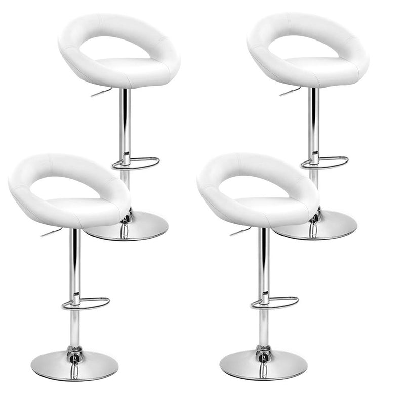 4 x Rio PU Leather Bar Stools White - Furniture - Rivercity House & Home Co. (ABN 18 642 972 209) - Affordable Modern Furniture Australia