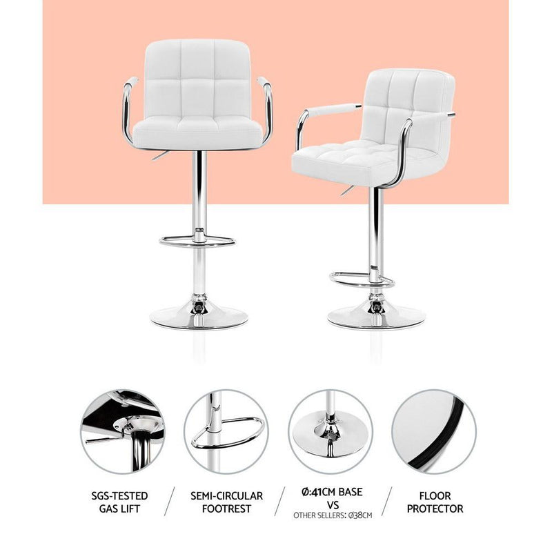 4x Bar Stools Kitchen Swivel Bar Stool Leather Gas Lift Chairs White - Rivercity House & Home Co. (ABN 18 642 972 209) - Affordable Modern Furniture Australia