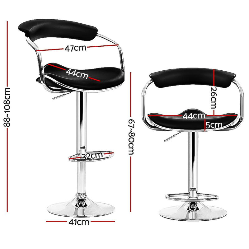 4x Leather Bar Stools ADE Kitchen Chairs Swivel Bar Stool Black Gas Lift - Furniture - Rivercity House & Home Co. (ABN 18 642 972 209) - Affordable Modern Furniture Australia