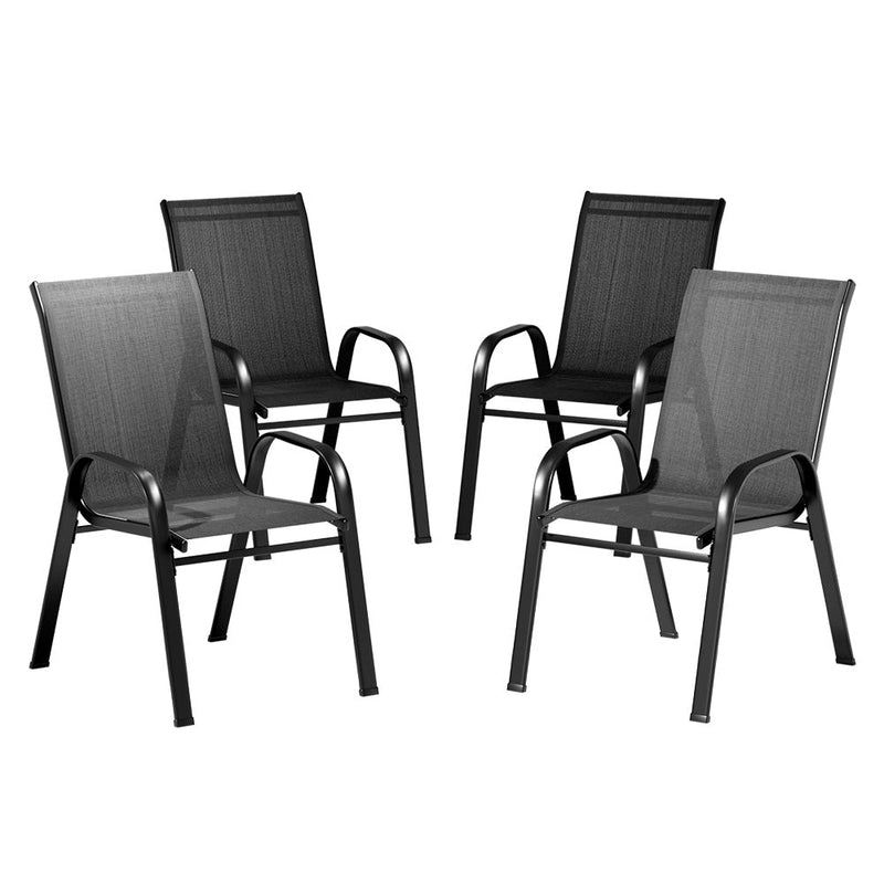 4X Outdoor Stackable Chairs Lounge Chair Bistro Set Patio Furniture - Furniture > Outdoor - Rivercity House & Home Co. (ABN 18 642 972 209)