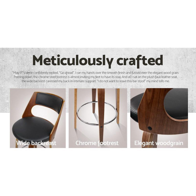 4x Wooden Bar Stools Swivel Bar Stool Kitchen Dining Chair Cafe Black 76cm - Furniture - Rivercity House And Home Co.