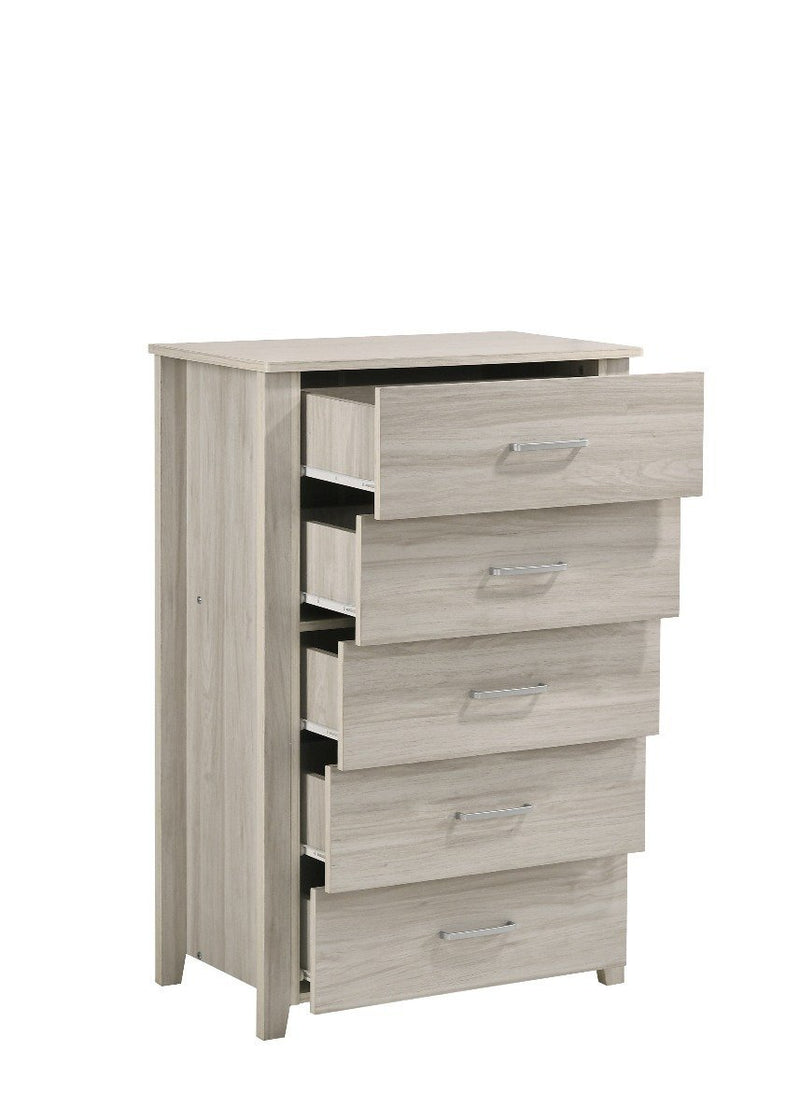 5 Chest Of Drawers Tallboy In White Oak - Furniture - Rivercity House & Home Co. (ABN 18 642 972 209) - Affordable Modern Furniture Australia