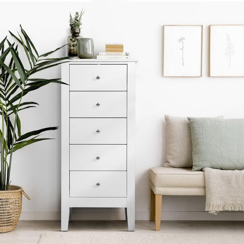 5 Drawer Storage Dresser White - Furniture > Bedroom - Rivercity House & Home Co. (ABN 18 642 972 209) - Affordable Modern Furniture Australia