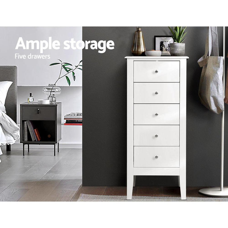 5 Drawer Storage Dresser White - Furniture > Bedroom - Rivercity House & Home Co. (ABN 18 642 972 209) - Affordable Modern Furniture Australia