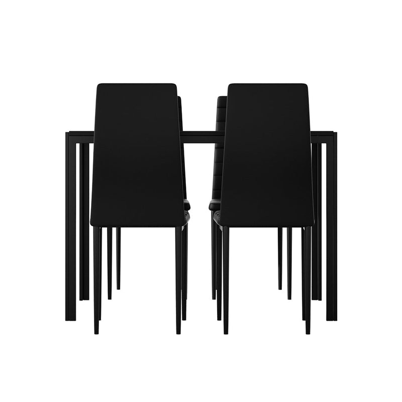 5 Piece Dining Set with Wooden Table Top - Black - Furniture > Dining - Rivercity House & Home Co. (ABN 18 642 972 209)