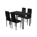 5 Piece Dining Set with Wooden Table Top - Black