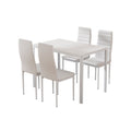 5 Piece Dining Set with Wooden Table Top - White