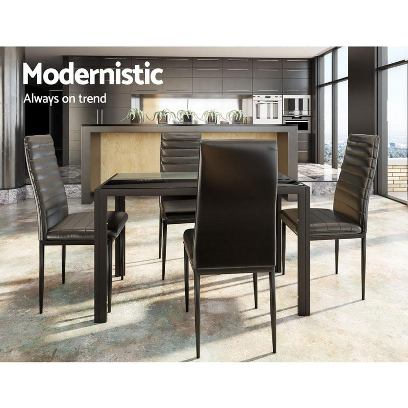 5-Piece Dining Table and Chairs Set Black - Rivercity House & Home Co. (ABN 18 642 972 209) - Affordable Modern Furniture Australia