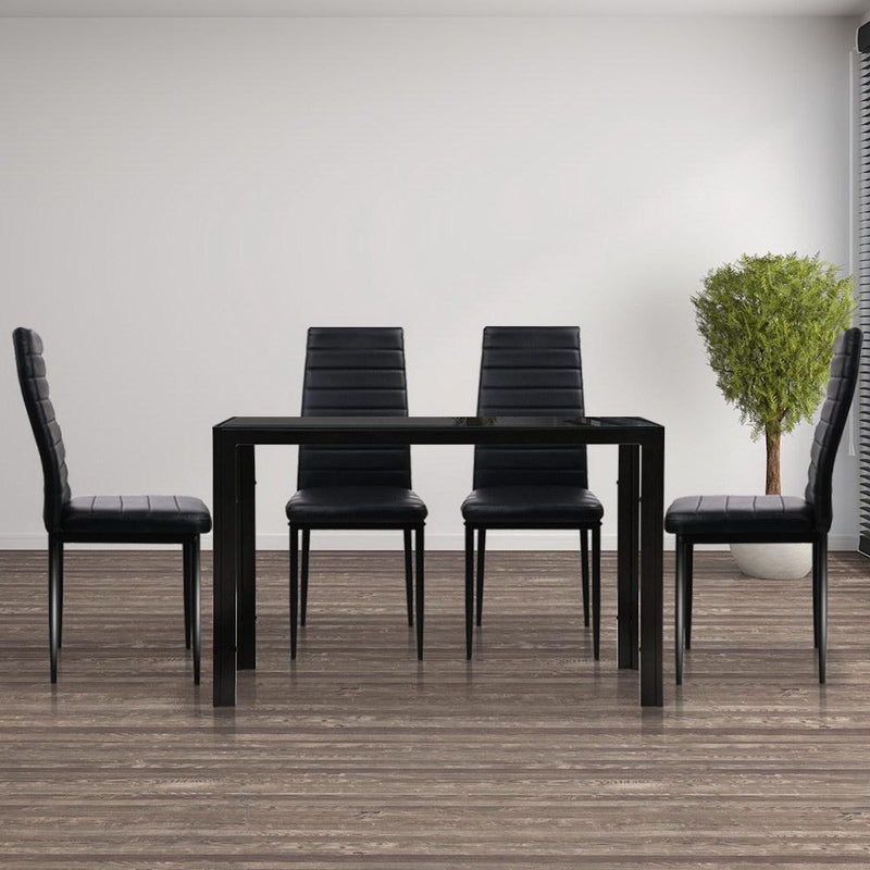 5-Piece Dining Table and Chairs Set Black - Furniture - Rivercity House And Home Co.