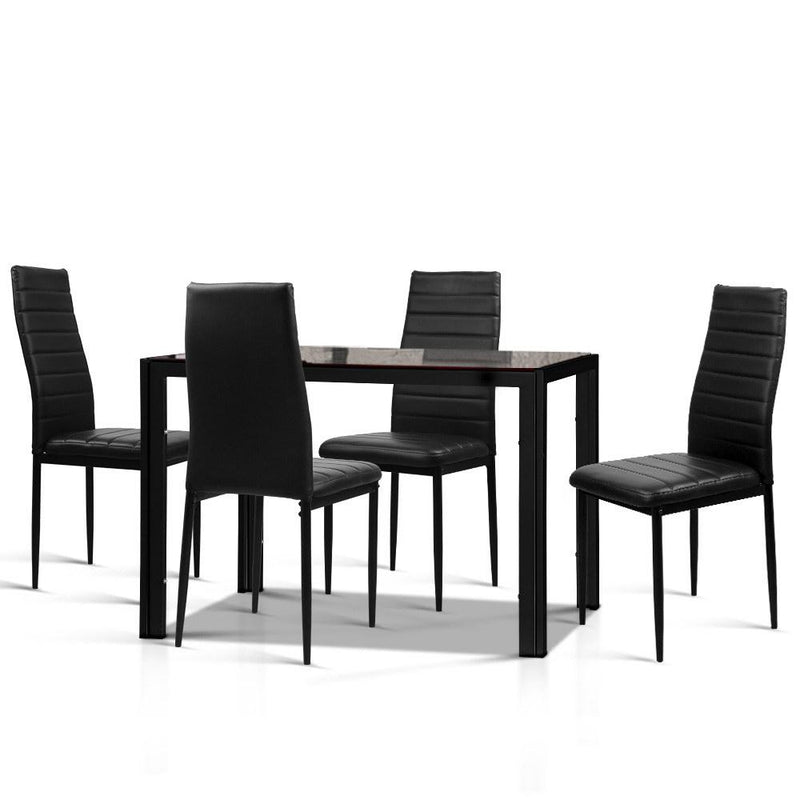 5-Piece Dining Table and Chairs Set Black - Rivercity House & Home Co. (ABN 18 642 972 209) - Affordable Modern Furniture Australia