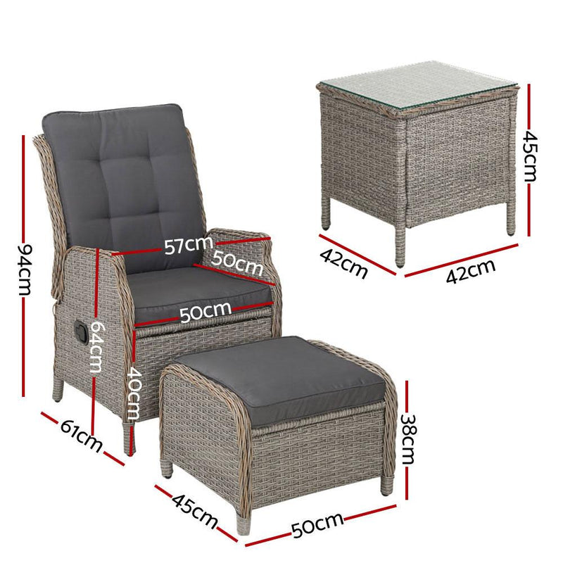 5 Piece Elizabeth Wicker Recliner Chairs and Table Package with Ottomans (Grey) - Rivercity House & Home Co. (ABN 18 642 972 209) - Affordable Modern Furniture Australia