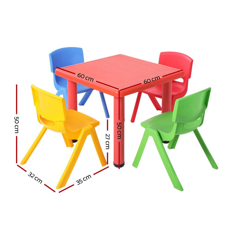 5 Piece Kids Table and Chair Set - Red - Baby & Kids - Rivercity House & Home Co. (ABN 18 642 972 209) - Affordable Modern Furniture Australia