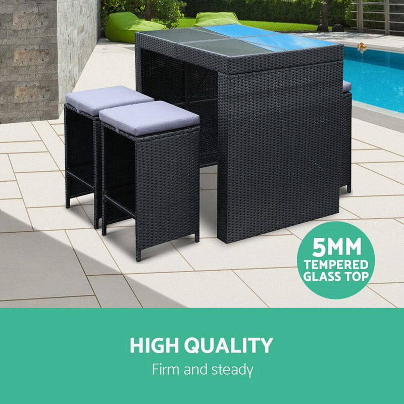 5 Piece Outdoor Bar Style Table Set - Furniture - Rivercity House & Home Co. (ABN 18 642 972 209) - Affordable Modern Furniture Australia