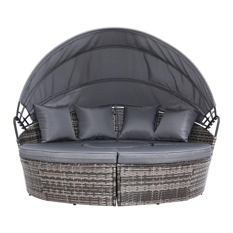 5 Piece Outdoor Day Bed With Shade (Grey) - Furniture > Outdoor - Rivercity House And Home Co.