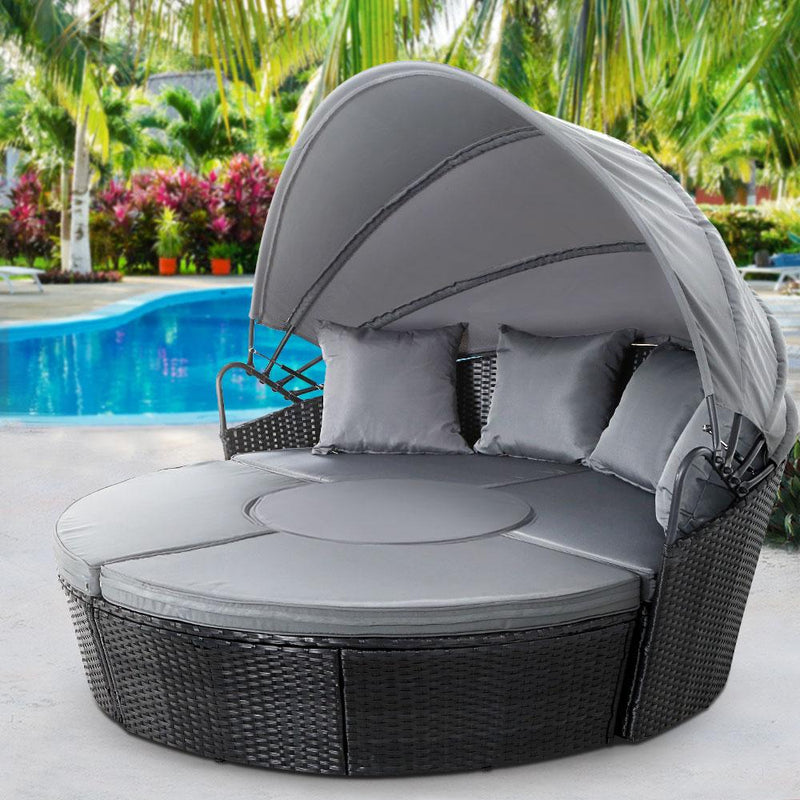 5 Piece Outdoor Day Bed With Shade - Rivercity House & Home Co. (ABN 18 642 972 209) - Affordable Modern Furniture Australia