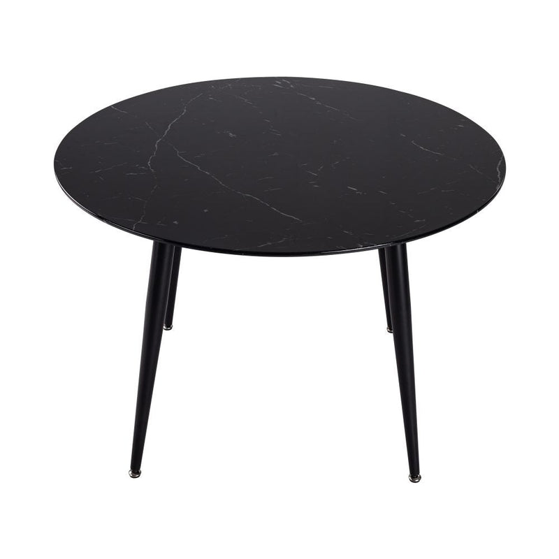 5 Piece Round Black Dining Table and Blue Velvet Chair Set - Furniture > Outdoor - Rivercity House & Home Co. (ABN 18 642 972 209) - Affordable Modern Furniture Australia