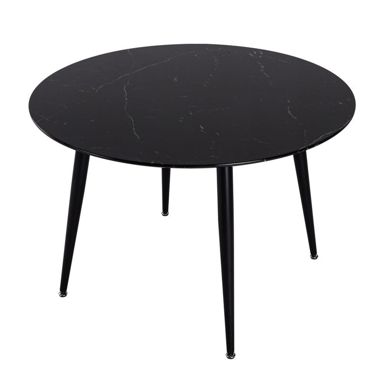 5 Piece Round Black Dining Table and Green Velvet Chair Set - Furniture > Outdoor - Rivercity House & Home Co. (ABN 18 642 972 209) - Affordable Modern Furniture Australia