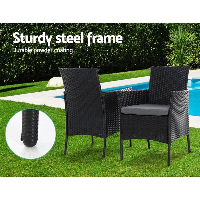 5 Piece Wicker Dining Set (Black Wicker) - Furniture - Rivercity House & Home Co. (ABN 18 642 972 209) - Affordable Modern Furniture Australia