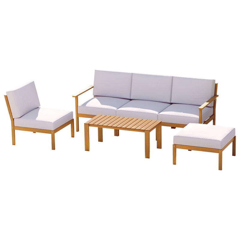 5 Seater Acacia Wood Lounge Setting Oak & Grey - Furniture > Outdoor - Rivercity House & Home Co. (ABN 18 642 972 209) - Affordable Modern Furniture Australia