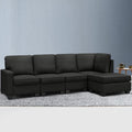 5 Seater Modular Lounge with Chaise (Dark Grey)
