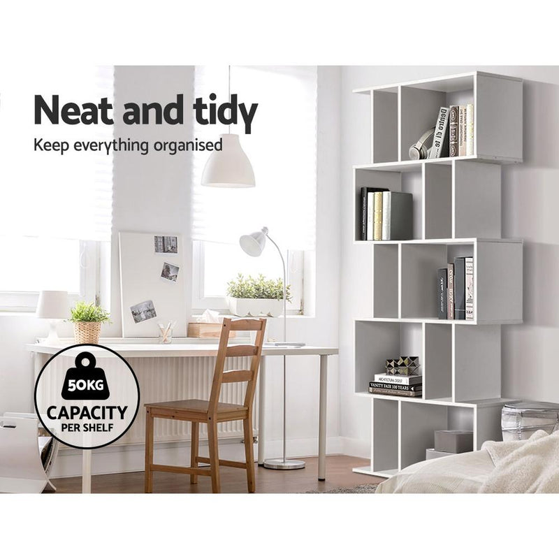 5 Tier Bookshelf White - Rivercity House & Home Co. (ABN 18 642 972 209) - Affordable Modern Furniture Australia