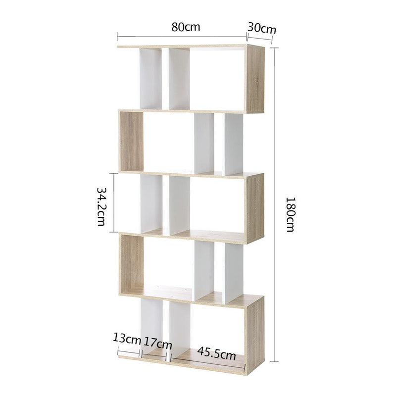 5 Tier Display Shelf (White & Wood Oak) - Furniture - Rivercity House & Home Co. (ABN 18 642 972 209) - Affordable Modern Furniture Australia