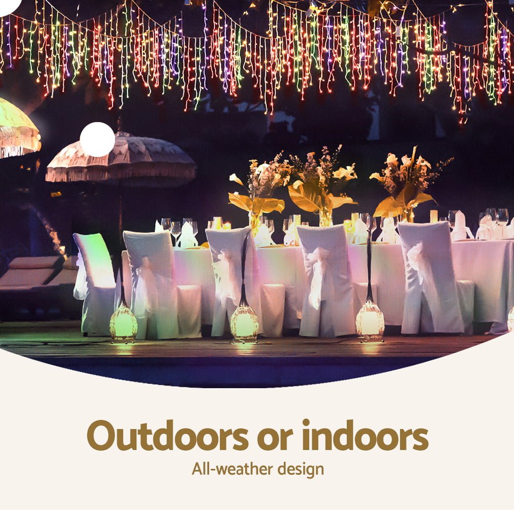500 LED Solar Powered Christmas Icicle Lights 20M Outdoor Fairy String Party Multicolour - Occasions - Rivercity House & Home Co. (ABN 18 642 972 209) - Affordable Modern Furniture Australia