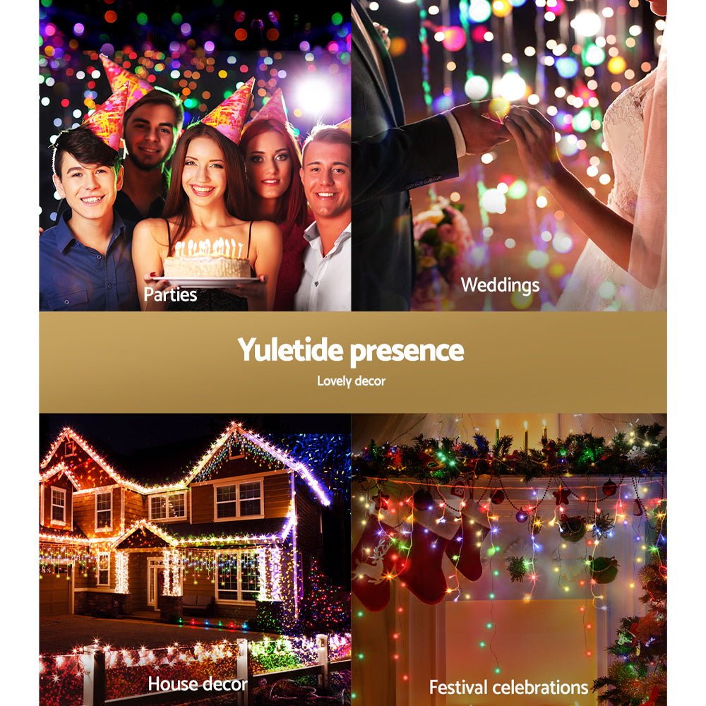 500 LED Solar Powered Christmas Icicle Lights 20M Outdoor Fairy String Party Multicolour - Occasions - Rivercity House & Home Co. (ABN 18 642 972 209) - Affordable Modern Furniture Australia