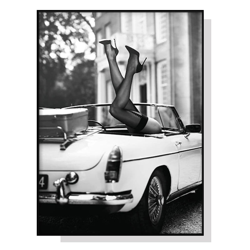 50cmx70cm High Heels in Classic Car Black Frame Canvas Wall Art - Home & Garden > Wall Art - Rivercity House & Home Co. (ABN 18 642 972 209) - Affordable Modern Furniture Australia