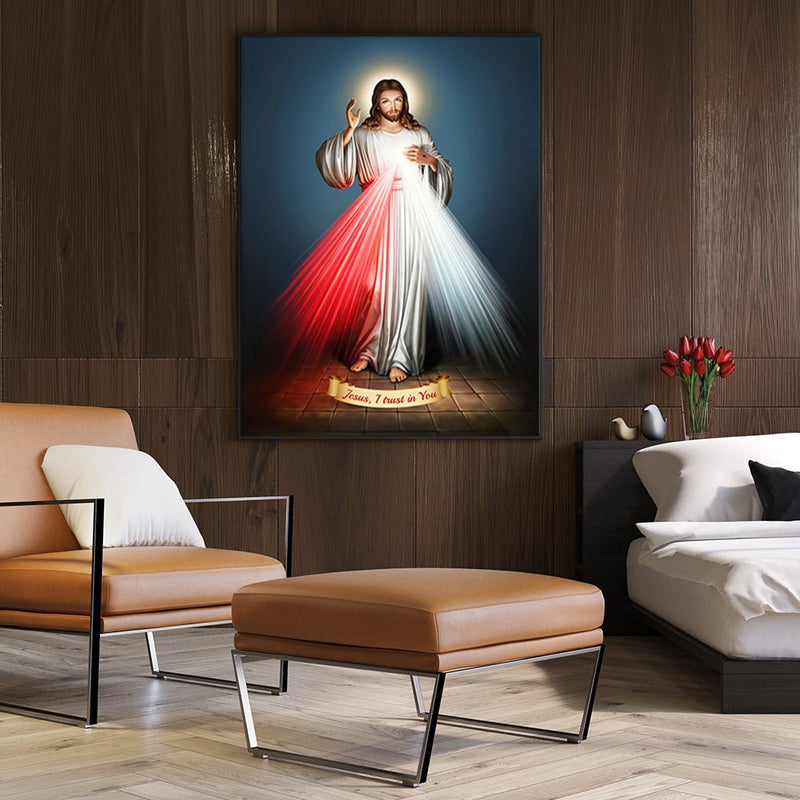 50cmx70cm Jesus Divine Mercy I Trust In You Black Frame Canvas Wall Art - Home & Garden > Wall Art - Rivercity House & Home Co. (ABN 18 642 972 209) - Affordable Modern Furniture Australia