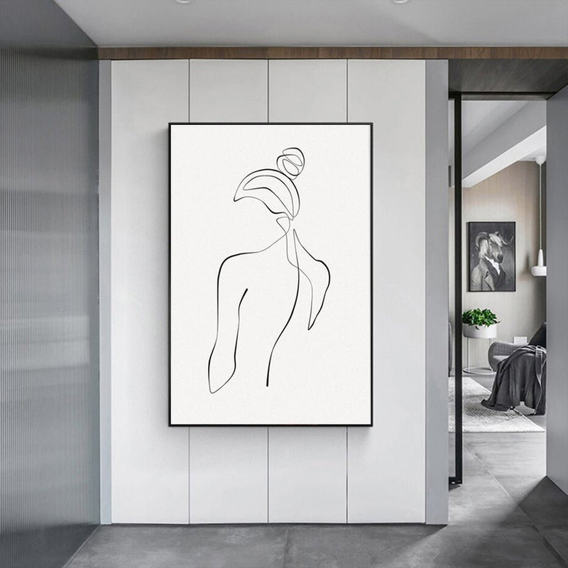 50cmx70cm Woman Back Line Art Black Frame Canvas Wall Art - Home & Garden > Wall Art - Rivercity House & Home Co. (ABN 18 642 972 209) - Affordable Modern Furniture Australia