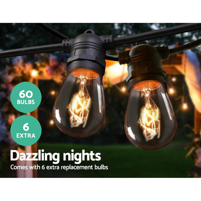 56m Festoon String Lights Christmas Bulbs Party Wedding Garden Party - Rivercity House & Home Co. (ABN 18 642 972 209) - Affordable Modern Furniture Australia