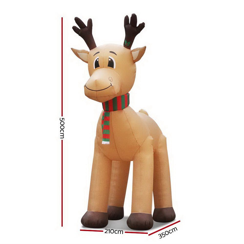 5M Christmas Inflatable Reindeer Giant Deer Air - Power Light Inside - Rivercity House & Home Co. (ABN 18 642 972 209) - Affordable Modern Furniture Australia