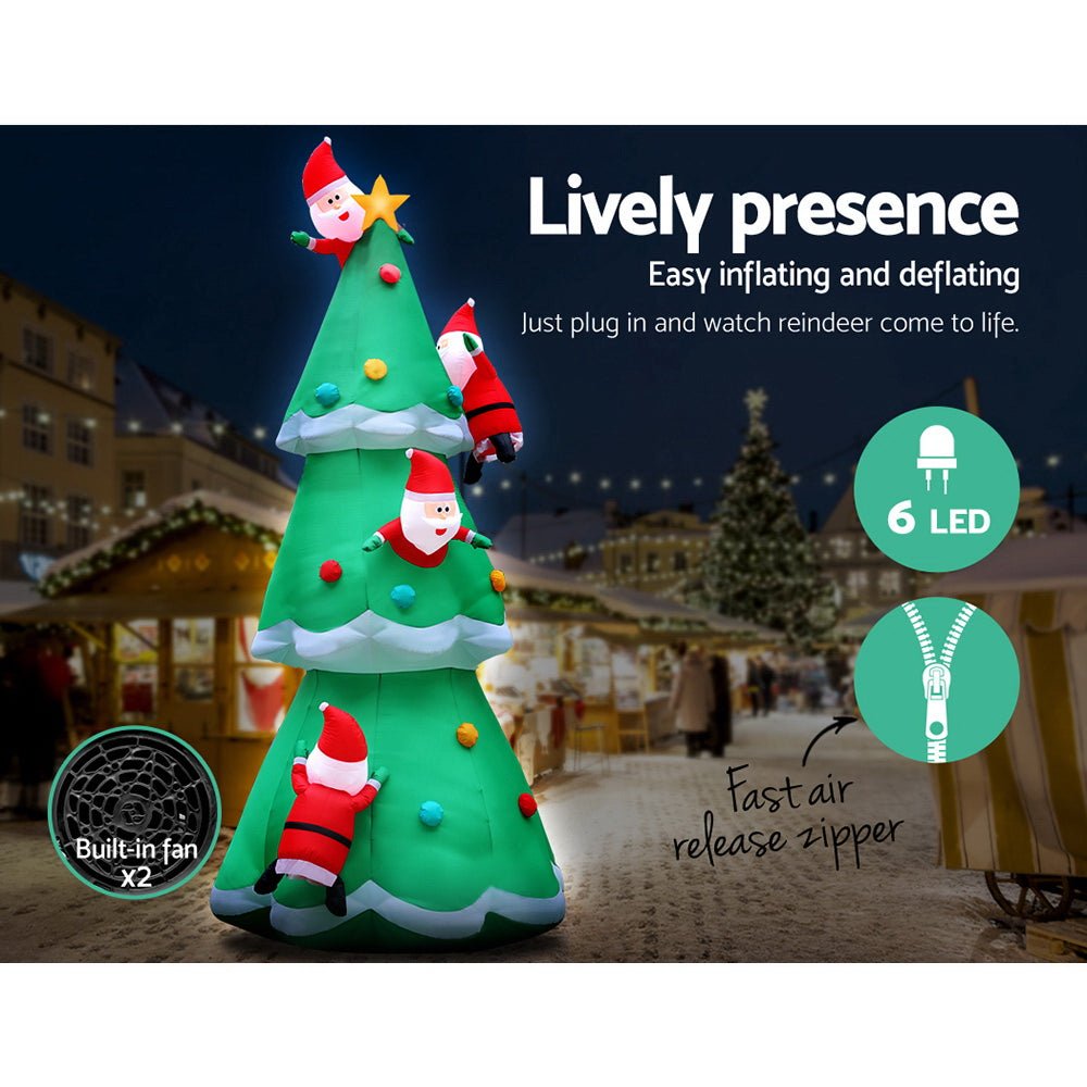 5M Christmas Inflatable Santa on Christmas Tree Xmas Decor LED - Rivercity House & Home Co. (ABN 18 642 972 209) - Affordable Modern Furniture Australia