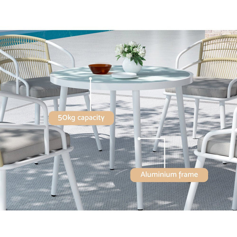 5pc Outdoor Dining Set Furniture Table and Chair Lounge Setting 4 Seater - Furniture > Dining - Rivercity House & Home Co. (ABN 18 642 972 209)