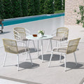 4 Seater Outdoor Handwoven Rope Chair Dining Set - White