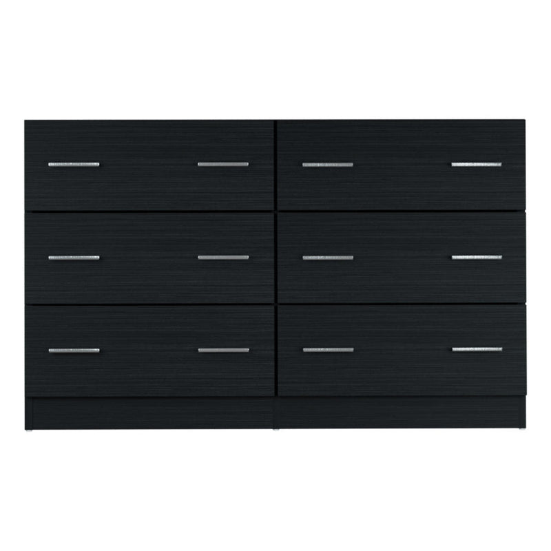 6 Drawer Cabinet Lowboy Dresser (Black) - Furniture > Bedroom - Rivercity House & Home Co. (ABN 18 642 972 209) - Affordable Modern Furniture Australia